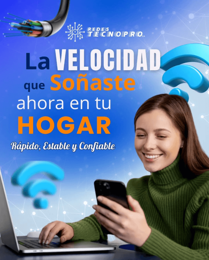 Campana de velocidad para el hogar con cliente usando telefono y laptop